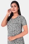 Sweet Moon Knit Cotton Mid Length Nightdress - Grey — thumbnail 4