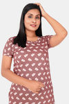 Sweet Moon Knit Cotton Mid Length Nightdress - Nude  — thumbnail 4