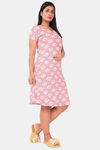 Sweet Moon Knit Cotton Mid Length Nightdress - Baby Pink — thumbnail 1