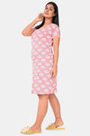 Sweet Moon Knit Cotton Mid Length Nightdress - Baby Pink — thumbnail 2