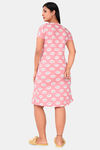 Sweet Moon Knit Cotton Mid Length Nightdress - Baby Pink — thumbnail 3