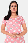 Sweet Moon Knit Cotton Mid Length Nightdress - Baby Pink — thumbnail 4