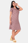 Sweet Moon Knit Cotton Mid Length Nightdress - Nude — thumbnail 1