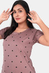 Sweet Moon Knit Cotton Mid Length Nightdress - Nude — thumbnail 4