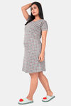 Sweet Moon Knit Cotton Mid Length Nightdress - Grey — thumbnail 2