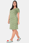 Sweet Moon Knit Cotton Mid Length Nightdress - Green — thumbnail 2