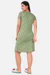 Sweet Moon Knit Cotton Mid Length Nightdress - Green — thumbnail 3