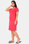 Sweet Moon Knit Cotton Mid Length Nightdress - Tomato Red — thumbnail 2
