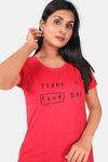 Sweet Moon Knit Cotton Mid Length Nightdress - Tomato Red — thumbnail 4