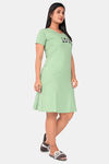 Sweet Moon Knit Cotton Mid Length Nightdress - Pastel Green — thumbnail 1