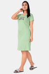 Sweet Moon Knit Cotton Mid Length Nightdress - Pastel Green — thumbnail 2