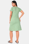 Sweet Moon Knit Cotton Mid Length Nightdress - Pastel Green — thumbnail 3