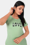 Sweet Moon Knit Cotton Mid Length Nightdress - Pastel Green — thumbnail 4