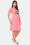 Sweet Moon Knit Cotton Mid Length Nightdress - Baby Pink — thumbnail 1