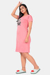 Sweet Moon Knit Cotton Mid Length Nightdress - Baby Pink — thumbnail 2
