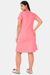 Sweet Moon Knit Cotton Mid Length Nightdress - Baby Pink — thumbnail 3