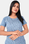 Sweet Moon Knit Cotton Full Length Nightdress - Sky Blue  — thumbnail 4