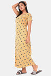 Sweet Moon Knit Cotton Full Length Nightdress - Pastel Yellow — thumbnail 2
