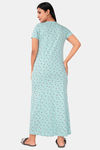 Sweet Moon Knit Cotton Full Length Nightdress - Pastel Blue — thumbnail 3
