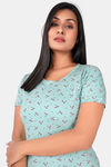 Sweet Moon Knit Cotton Full Length Nightdress - Pastel Blue — thumbnail 4