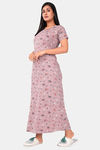 Sweet Moon Knit Cotton Full Length Nightdress - Nude Violet — thumbnail 2