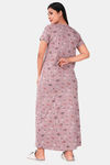 Sweet Moon Knit Cotton Full Length Nightdress - Nude Violet — thumbnail 3