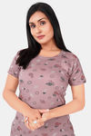 Sweet Moon Knit Cotton Full Length Nightdress - Nude Violet — thumbnail 4