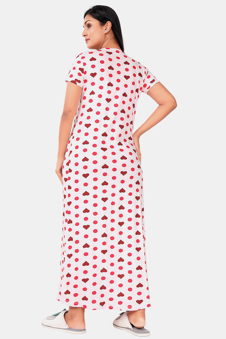 Sweet Moon Knit Cotton Full Length Nightdress - White — image 3