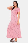 Sweet Moon Knit Cotton Full Length Nightdress - Light Pink — thumbnail 2