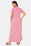 Sweet Moon Knit Cotton Full Length Nightdress - Light Pink — thumbnail 3