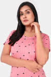 Sweet Moon Knit Cotton Full Length Nightdress - Light Pink — thumbnail 4