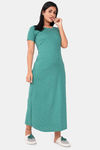 Sweet Moon Knit Cotton Full Length Nightdress - Green — thumbnail 1