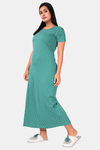 Sweet Moon Knit Cotton Full Length Nightdress - Green — thumbnail 2
