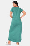 Sweet Moon Knit Cotton Full Length Nightdress - Green — thumbnail 3