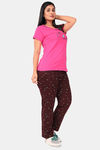 Sweet Moon Knit Cotton Pyjama Set - Pink And Brown Combination — thumbnail 2