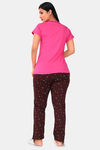 Sweet Moon Knit Cotton Pyjama Set - Pink And Brown Combination — thumbnail 4