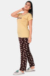 Sweet Moon Knit Cotton Pyjama Set - Nude Yellow And Brown Combination — thumbnail 2