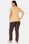 Sweet Moon Knit Cotton Pyjama Set - Nude Yellow And Brown Combination — thumbnail 4