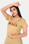 Sweet Moon Knit Cotton Pyjama Set - Nude Yellow And Brown Combination — thumbnail 5