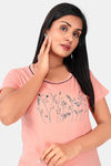 Sweet Moon Knit Cotton Pyjama Set - Peach And Black Combination — thumbnail 5