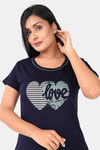 Sweet Moon Knit Cotton Pyjama Set - Navy Blue And Ash — thumbnail 5