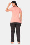 Sweet Moon Knit Cotton Pyjama Set - Peach And Dark Grey Combination — thumbnail 4