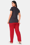 Sweet Moon Knit Cotton Pyjama Set - Dark Grey And Red Combination — thumbnail 4