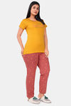 Sweet Moon Knit Cotton Pyjama Set - Mustard And Brick Color Combination — thumbnail 2