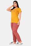 Sweet Moon Knit Cotton Pyjama Set - Mustard And Brick Color Combination — thumbnail 3