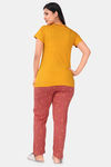 Sweet Moon Knit Cotton Pyjama Set - Mustard And Brick Color Combination — thumbnail 4