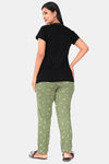 Sweet Moon Knit Cotton Pyjama Set - Black And Pista Combination — thumbnail 4