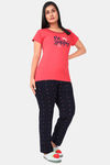 Sweet Moon Knit Cotton Pyjama Set - Red And Navy Blue Combination — thumbnail 2