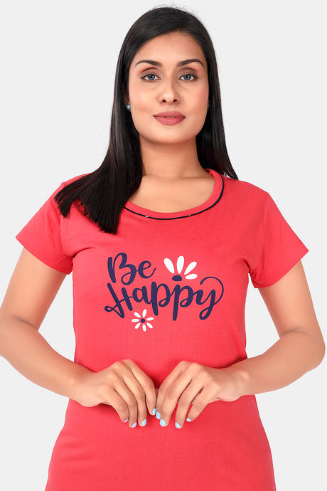 Sweet Moon Knit Cotton Pyjama Set - Red And Navy Blue Combination — image 5