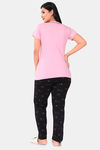 Sweet Moon Knit Cotton Pyjama Set - Baby Pink And Black Combination — thumbnail 4